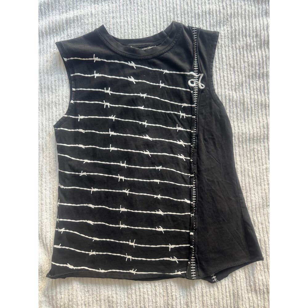 Premonition Australia Barbed Wire Sleeveless Tank Top White Stitch Gothic S